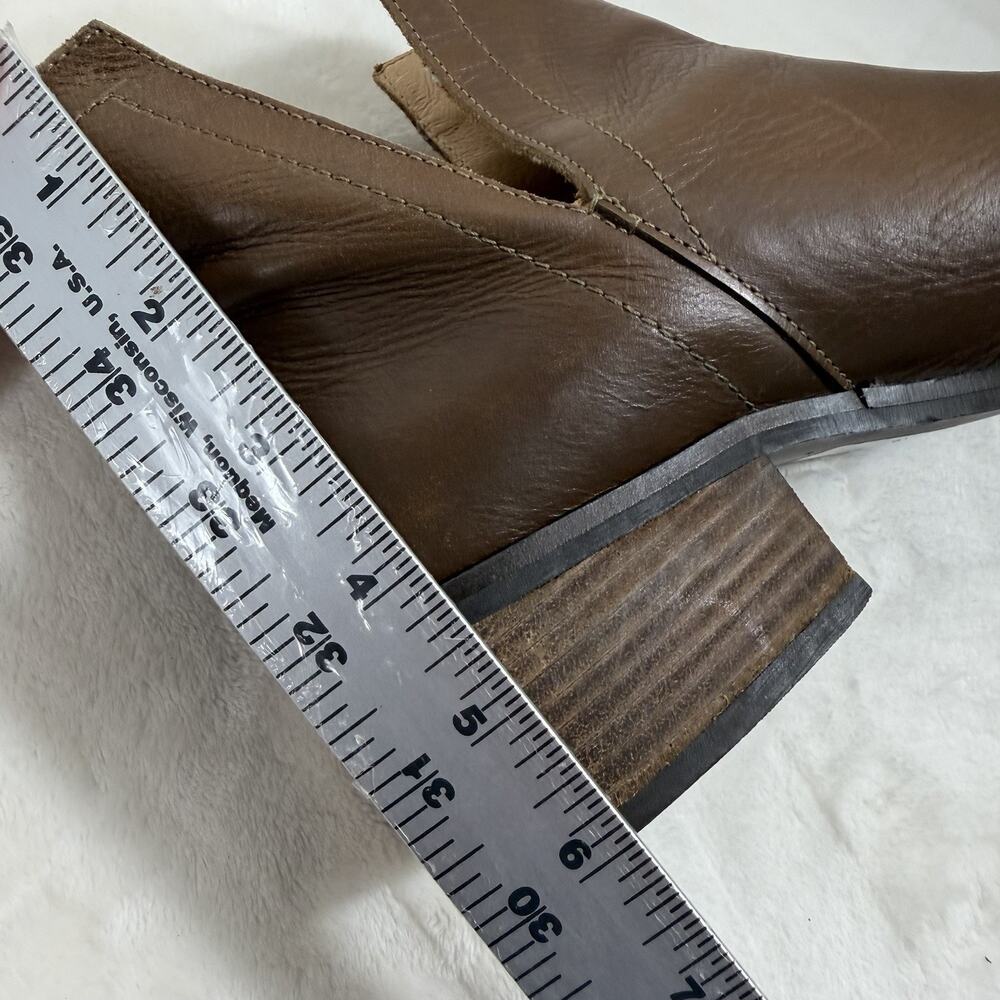 Diba Brown Leather Cutout Ankle Boots Women’s 9.5 Western Chelsea Block Heel - Picture 9 of 11